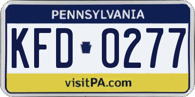 PA license plate KFD0277