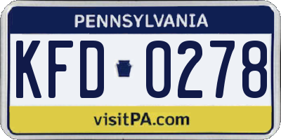 PA license plate KFD0278