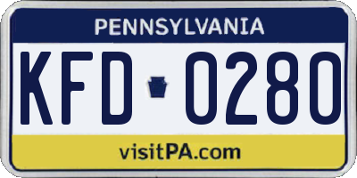 PA license plate KFD0280