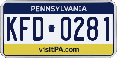 PA license plate KFD0281
