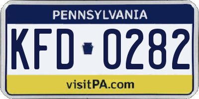 PA license plate KFD0282