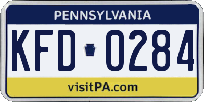 PA license plate KFD0284