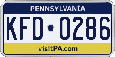 PA license plate KFD0286