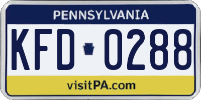 PA license plate KFD0288