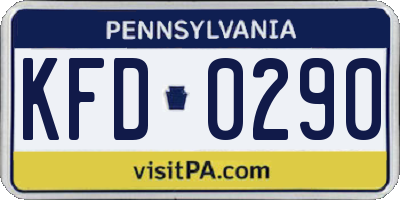 PA license plate KFD0290
