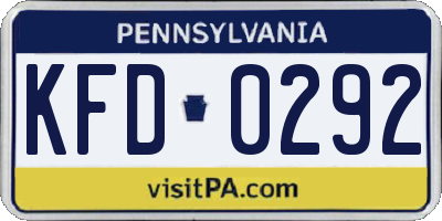 PA license plate KFD0292