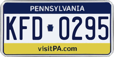 PA license plate KFD0295