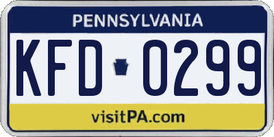 PA license plate KFD0299