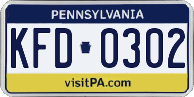 PA license plate KFD0302