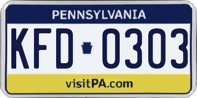 PA license plate KFD0303