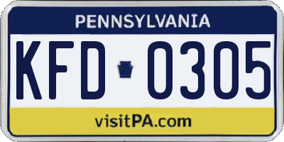 PA license plate KFD0305