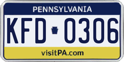 PA license plate KFD0306
