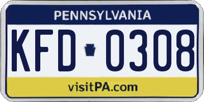 PA license plate KFD0308