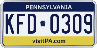 PA license plate KFD0309