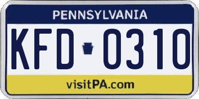 PA license plate KFD0310