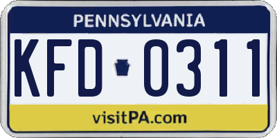 PA license plate KFD0311