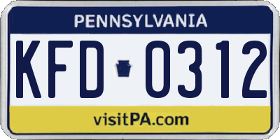 PA license plate KFD0312
