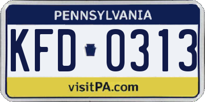 PA license plate KFD0313