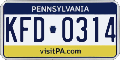 PA license plate KFD0314