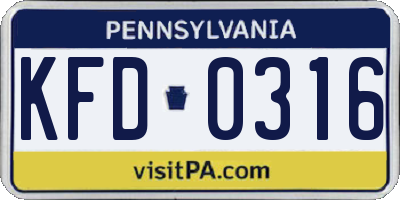 PA license plate KFD0316