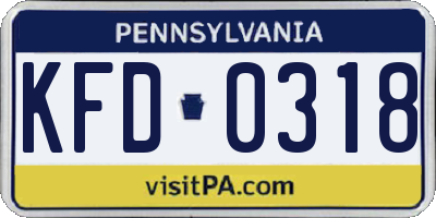 PA license plate KFD0318