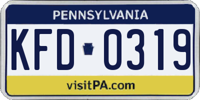 PA license plate KFD0319