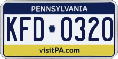 PA license plate KFD0320