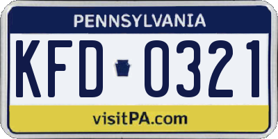 PA license plate KFD0321