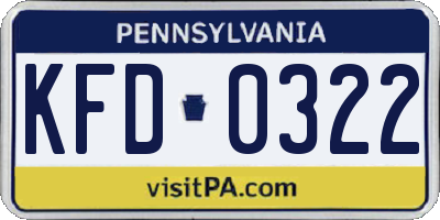 PA license plate KFD0322