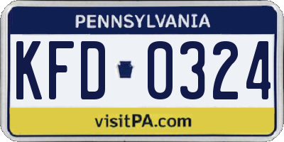 PA license plate KFD0324