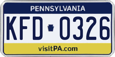 PA license plate KFD0326