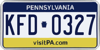 PA license plate KFD0327