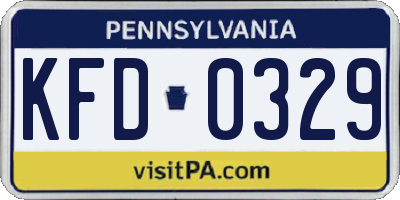 PA license plate KFD0329