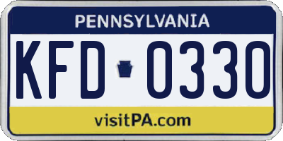 PA license plate KFD0330