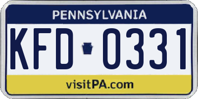 PA license plate KFD0331