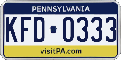 PA license plate KFD0333