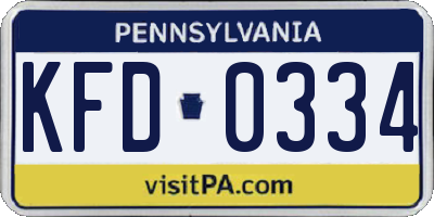 PA license plate KFD0334