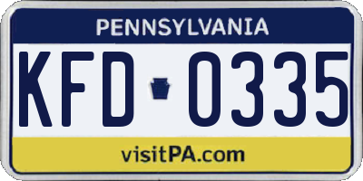 PA license plate KFD0335