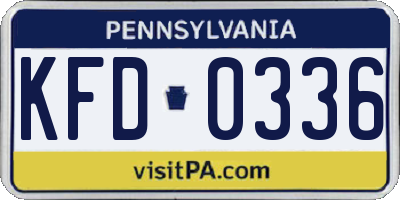 PA license plate KFD0336