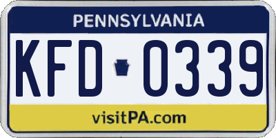 PA license plate KFD0339