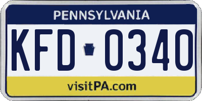 PA license plate KFD0340