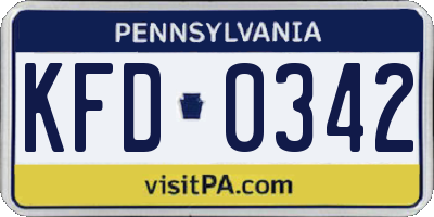 PA license plate KFD0342