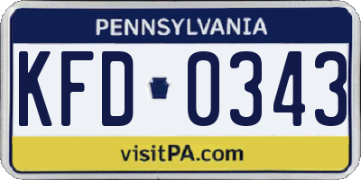 PA license plate KFD0343