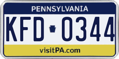 PA license plate KFD0344