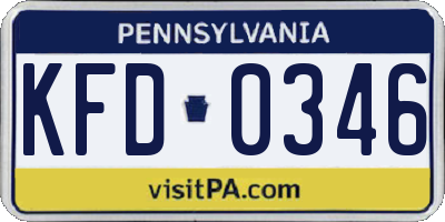 PA license plate KFD0346