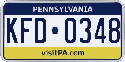 PA license plate KFD0348