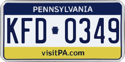 PA license plate KFD0349