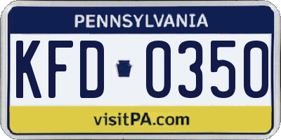 PA license plate KFD0350