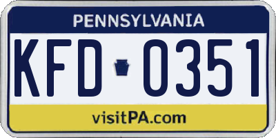 PA license plate KFD0351