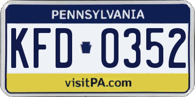 PA license plate KFD0352